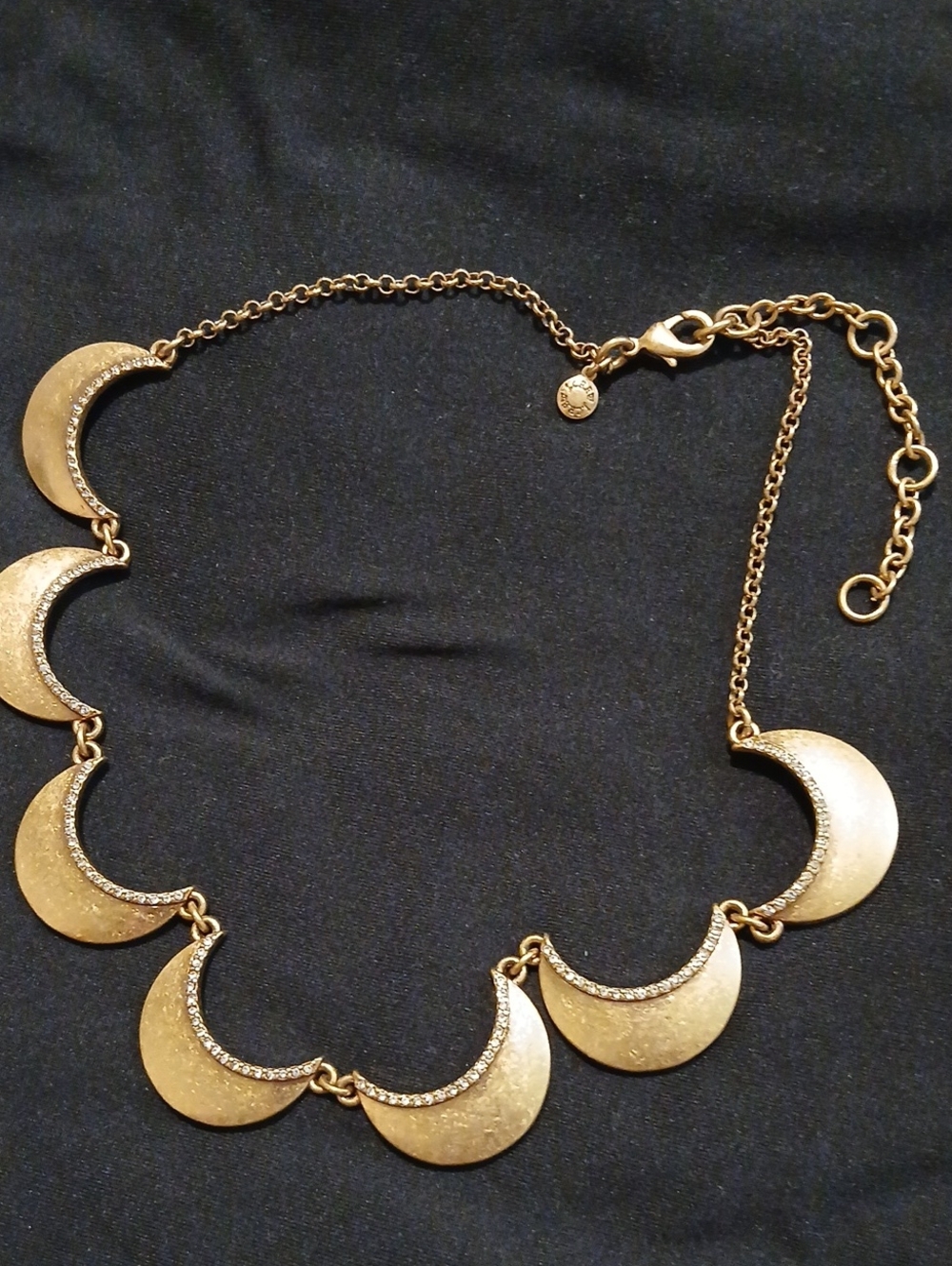 J. Crew Gold Crescent Moon Necklace with Crystal Trim